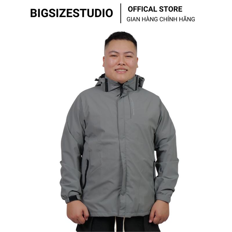 Áo khoác gió màu xám chống nước có nẹp mũ chắn gió, tháo dời mũ dành cho người béo BSCOUTURE BIGSIZESTUDIO BIGSIZENAM ĐỒ NAM BÉO Menswear áo gió julido Jacket