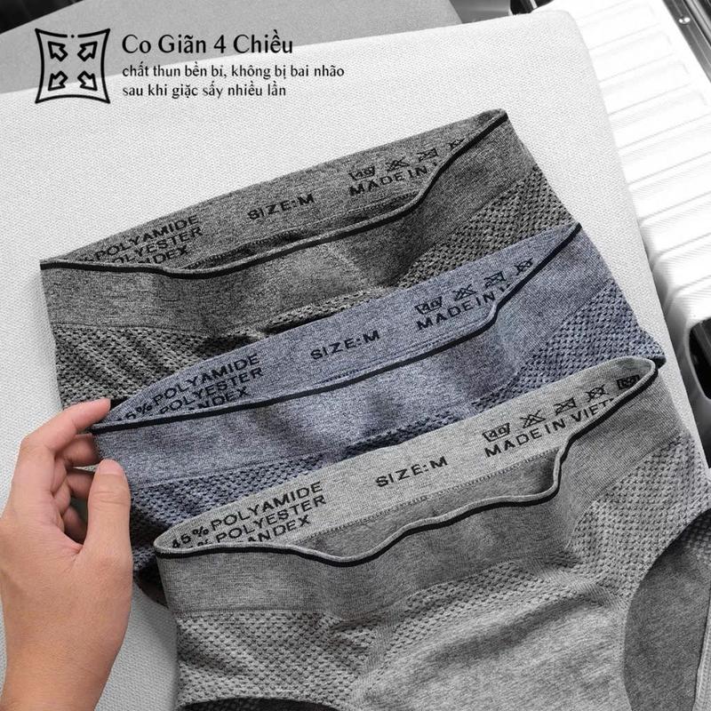 COMBO 3 Quần Sịp Đùi Nam Boxer VNXK Vải Dệt Kim Thông Hơi Thoáng Khí Mềm Mịn Quần Boxer Thun Menswear 2