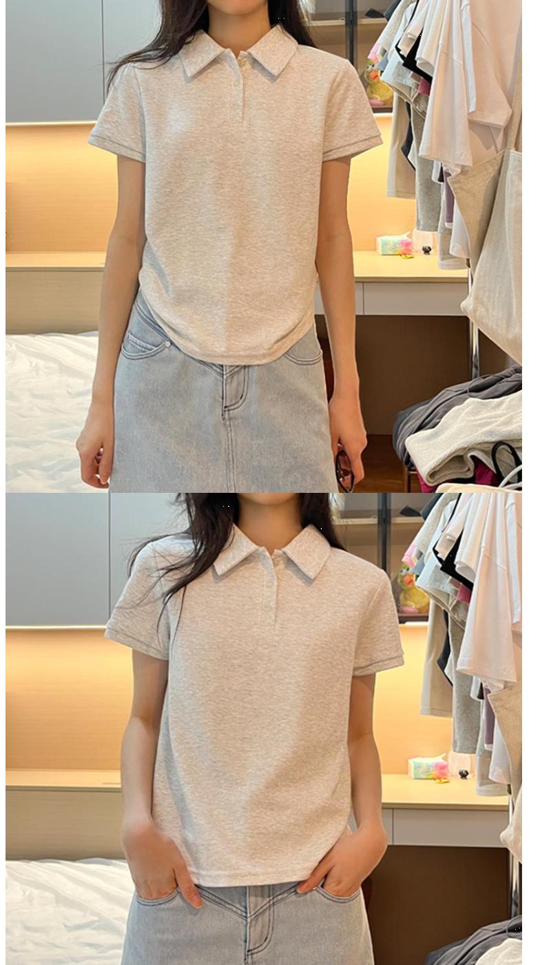 Product Introduction of White Short Sleeved T-Shirt For Women In Summer 2025, New Loose Polo Collar Small Shirt, Slimming And Versatile Shoulder Top, Autumn 6