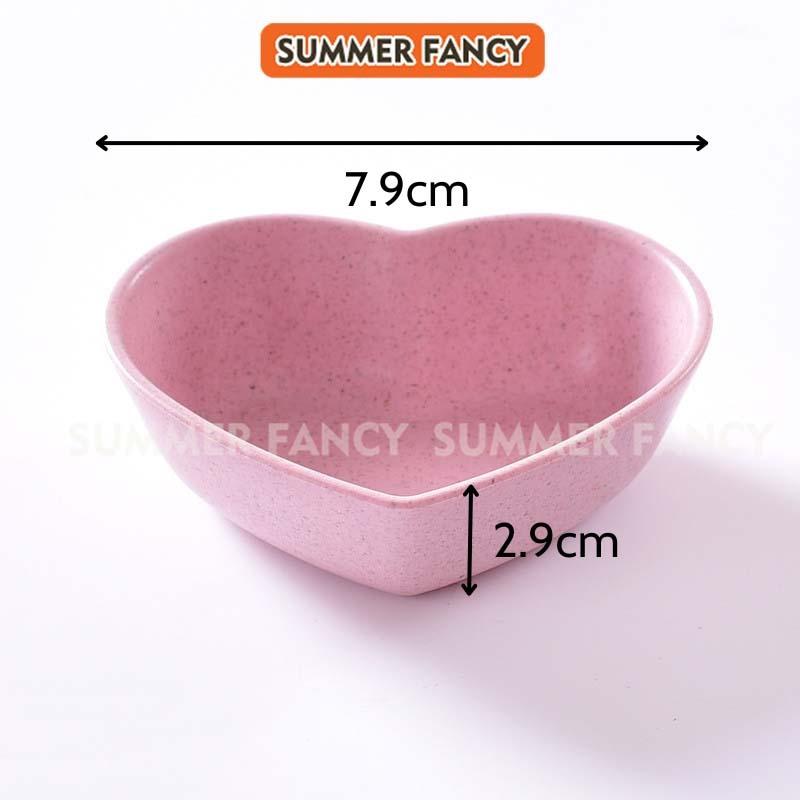 Chén trái tim mini lúa mạch xanh, hồng, đựng gia vị, nước chấm Summer Fancy - bài trí mâm cúng thôi nôi 2