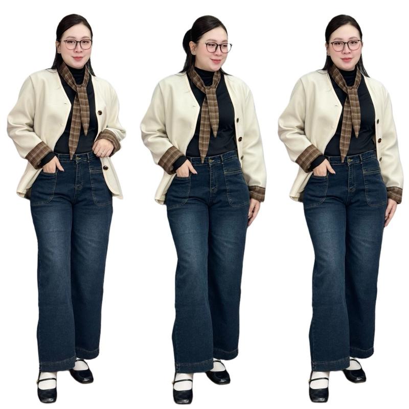 Quần bò xuông túi nổi co giãn bigsize nữ (20131) Jean