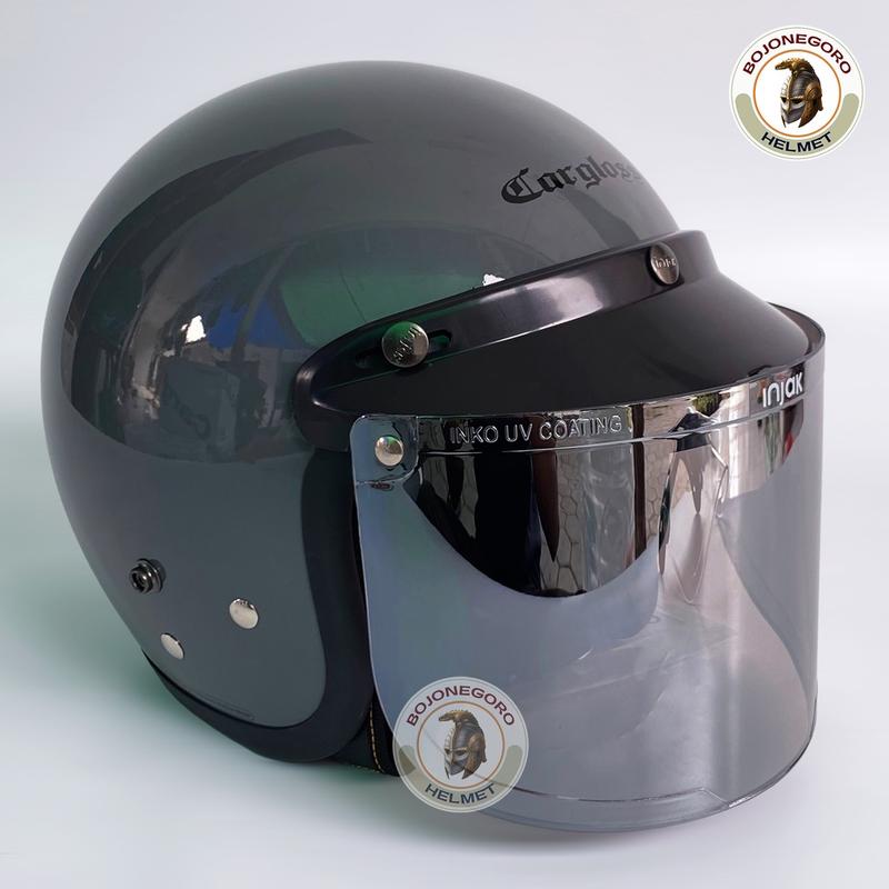 Helm Cargloss cfm DARK GRAY GLOSY Half Face Original Helmet - Shop ...