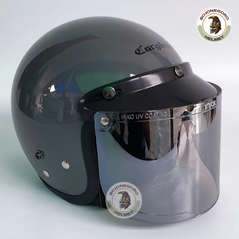 Helm Cargloss cfm DARK GRAY GLOSY Half Face Original Helmet 0