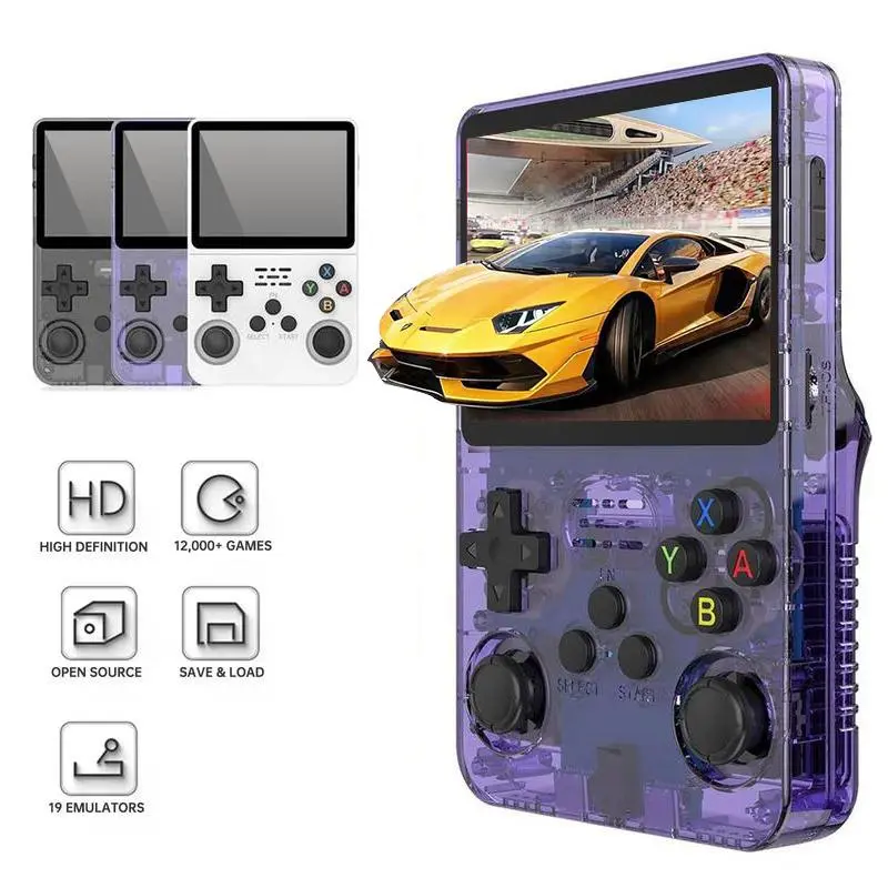 Retro Game Console, 1 Count 3.5 Inch IPS OCA Full Fit Color Screen Handheld Game Console, Portable Gaming Console with 32G Built-in 10000+ Games