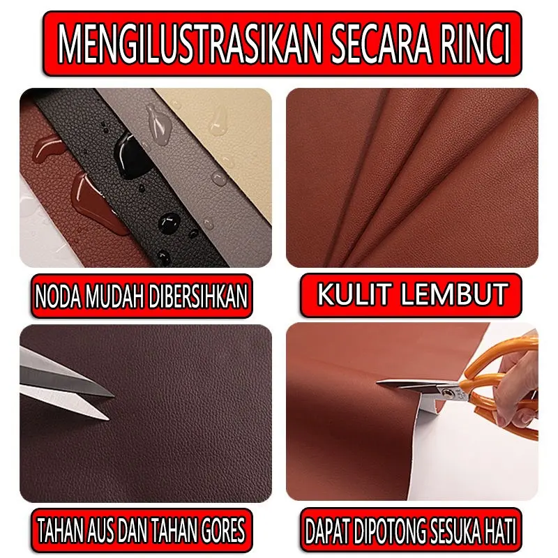 [Lem impor]COD Lem impor yang kuat WARNA HITAM Sticker Kulit Sofa Leather Repair Sticker Cover Perbaikan Kulit Yang Rusak Kulit Sofa Yang Terbuat Dari Kulit Kursi Tas Yang Berlubang Sticker Kulit PU Jaket Kain 3