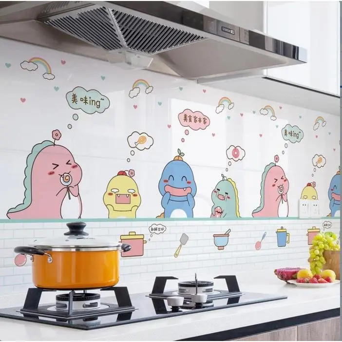Decal Dán Bếp Mẫu Hoạt Hình Khổ 60cm - Miếng Giấy Dán Tường Nhà Bếp Cách Nhiệt Chống Dầu Mỡ Chống Thấm