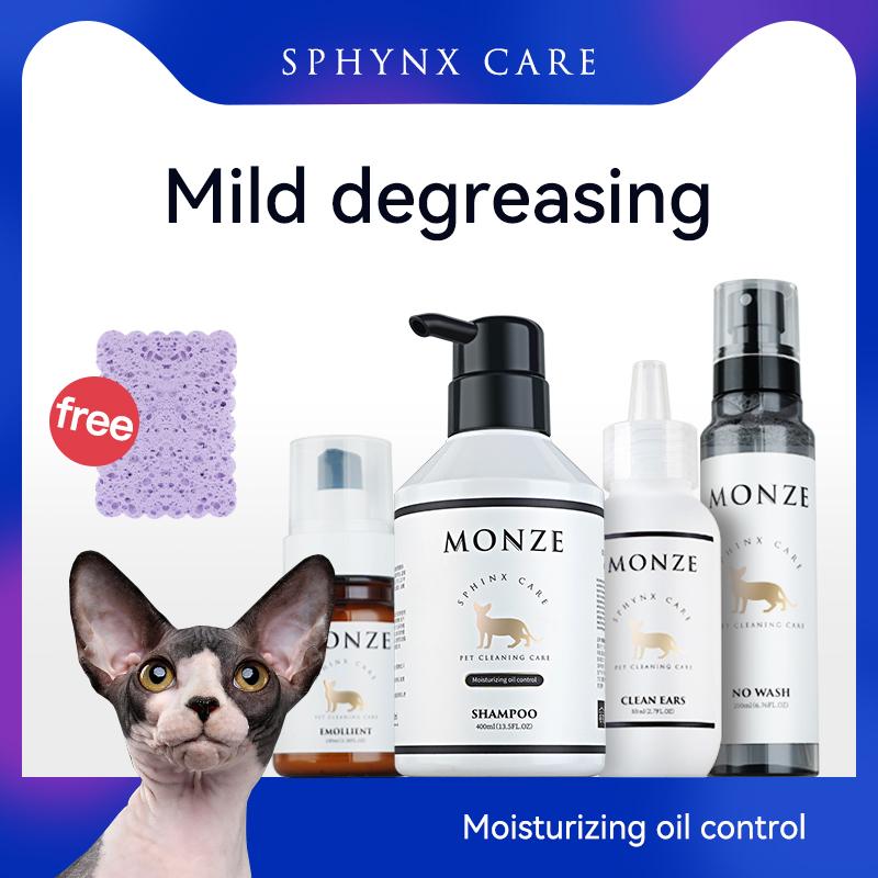 Sữa Tắm và Sữa Tắm cho mèo Sphinx, Monze, với chất tẩy rửa dầu nhẹ, 400ml, cho dầu gội đầu và sữa tắm cho mèo Sphinx 0