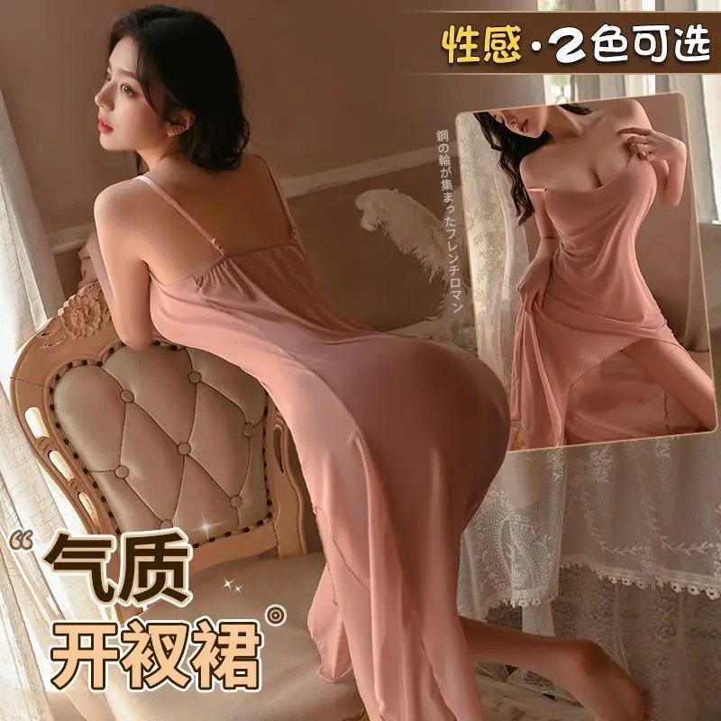 Đồ Lót Gợi Cảm, Váy Dài Xẻ Tà Nóng Bỏng, Váy Ngủ Cắt Thấp, Bộ Đồ Ngủ Cám Dỗ, Bộ Đồ Tình Dục, Dây Đeo, Trong Suốt, Hàng Mới Về Năm 2025
