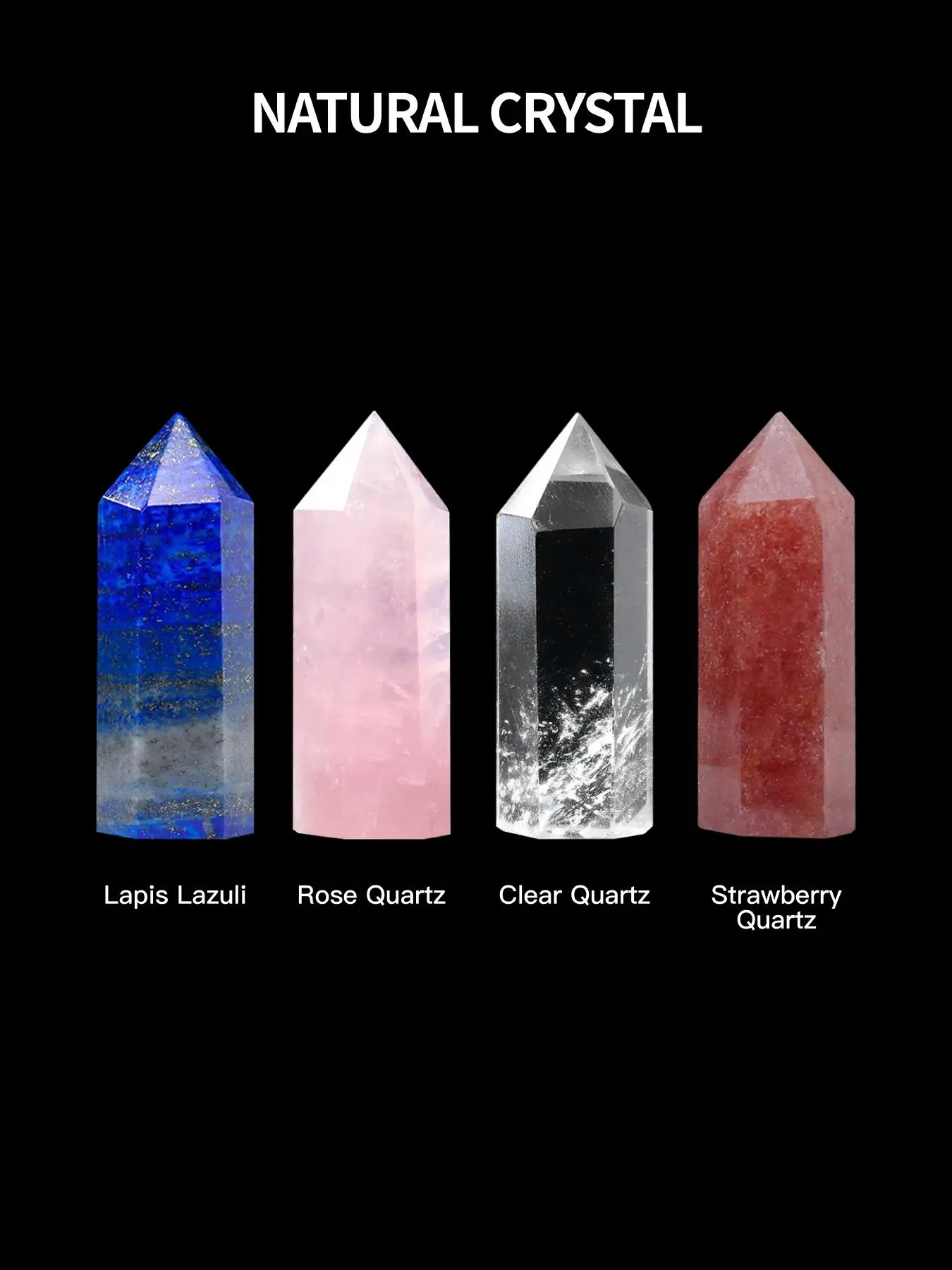 Natural Crystal Point, 4 Counts/set Hexagonal Prism Stone, Home Decor Ornament, Desktop Decoration, Jewelry Accessories for Women & Men