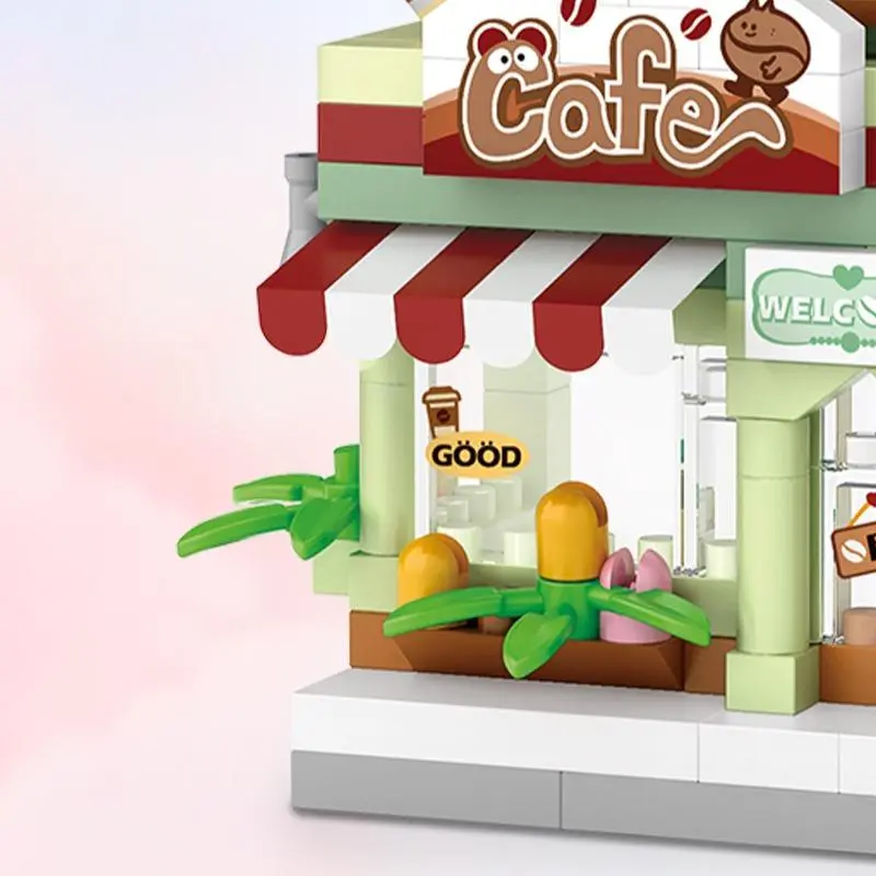 120pcs Coffee Shop Design Micro Building Block Kit, Miniature Cafe Model, Building Toy For Kids, Christmas Gift 5