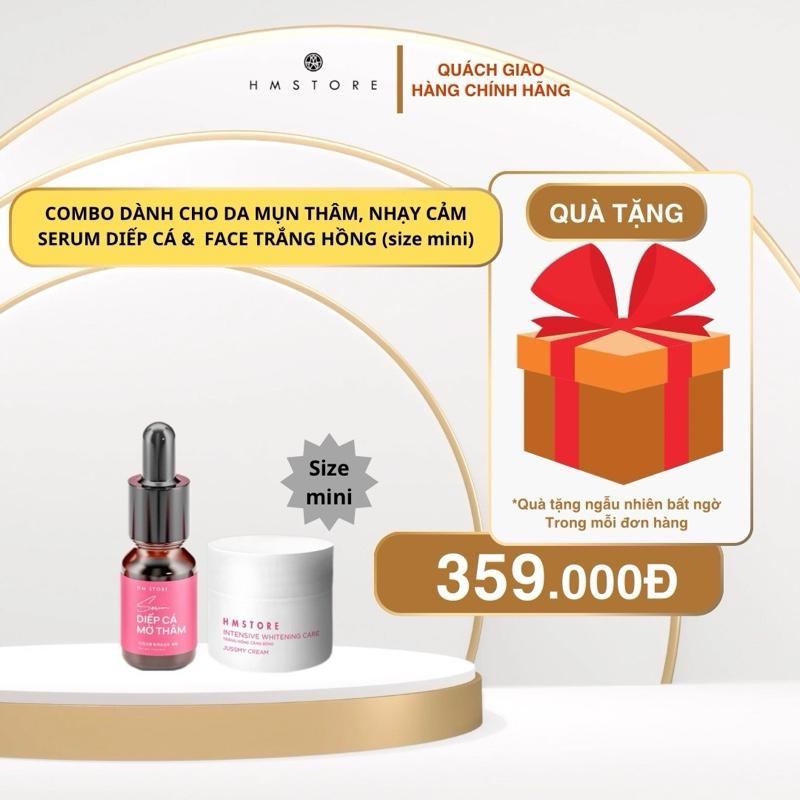 COMBO DÀNH CHO DA MỤN THÂM: SERUM MỤN DIẾP CÁ VÀ FACE TRẮNG HỒNG (Da mỏng yếu, da nhạy cảm sử dụng được) Skincare chăm sóc da mụn Nữ Women