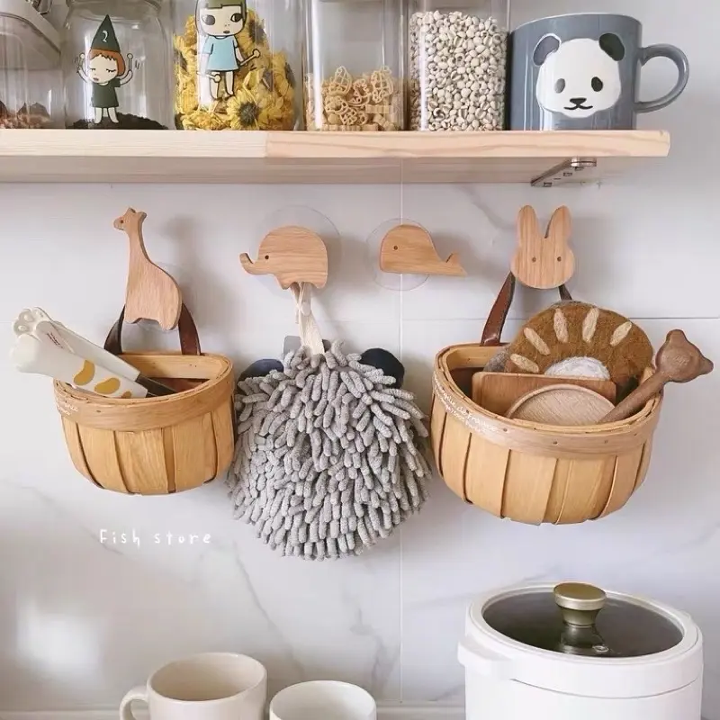 ￼Giỏ Đựng Tỏi Ớt Phong Cách Nhật Bản Độc Đáo, Quai Da, Giỏ Có In Chữ Hàng Loại 1