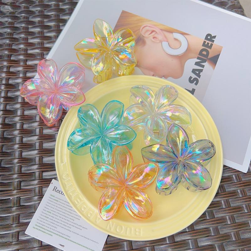 Product Introduction of Transparent Frangipani Hair Clip Girls Sweet Colorful Egg Flower Hair Claws Ponytail Hair Clips Wedding Party Gifts Hair Accessories 24
