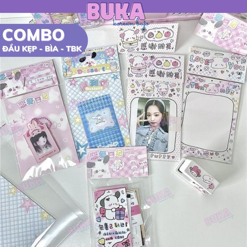 Set 10 đầu bấm + bìa + tbk phong cách y2k Buka, phụ kiện gói hàng đồ gói hàng card giấy gói hàng cute