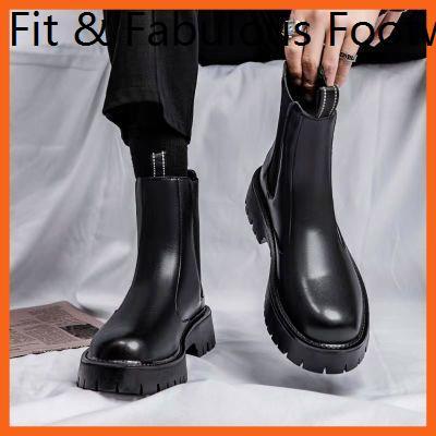 Giày Combat Boots Bốt Chelsea Cao Cổ Cho Nam, Giày Phong Cách Anh Mới, Chống Trượt, Màu Đen, 39-44