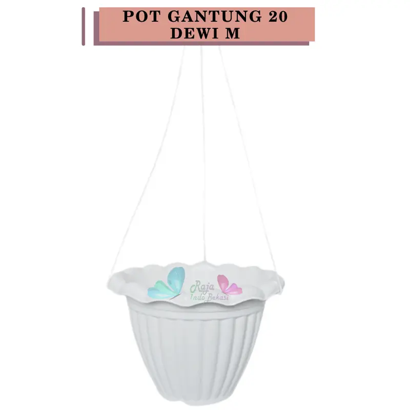 RAJA INDO Pot Gantung Dewi M 20 Putih Pot Gantung Renda 20cm Pot Bunga Gantung Murah Grosir Unik Plastik Putih 0