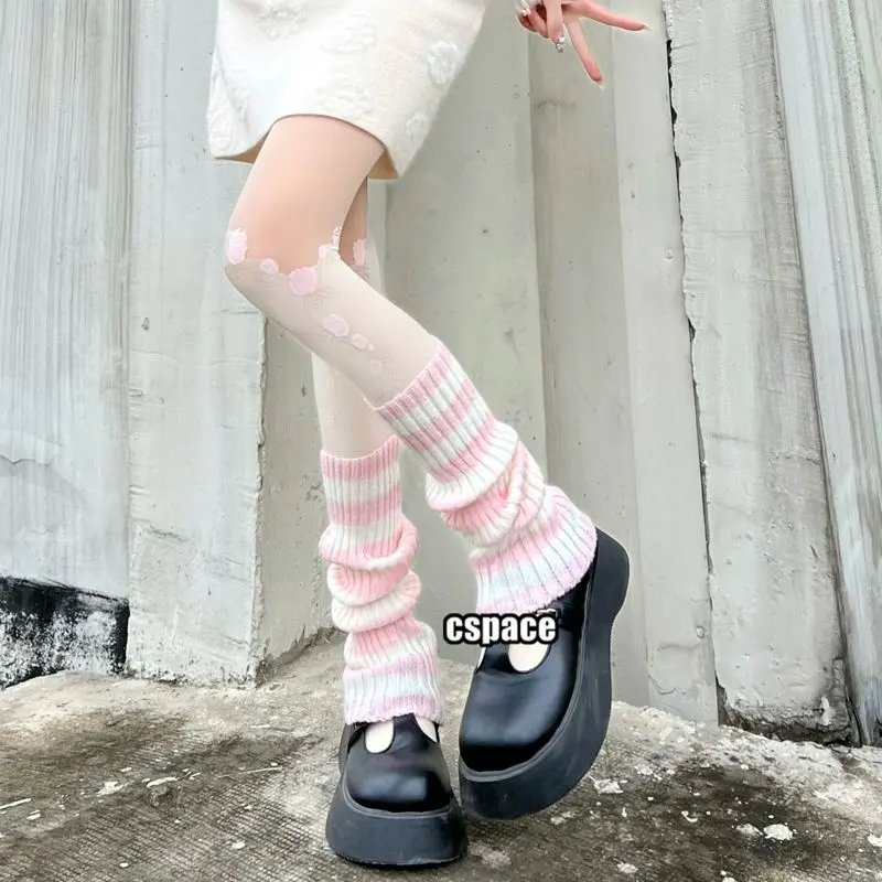 White JK Hot Girl Knit Small Legwarmers Female Mid-Length Student Qianxi Hot Girl Asian Culture Foot Sock Bunching Socks Children