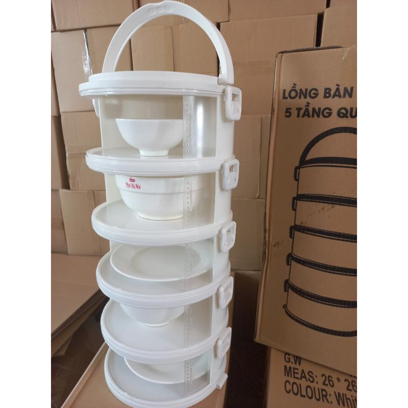 Bộ Lồng Bàn 5 Tầng Cao Cấp Có Quai Xách, Lỗ Thông Hơi, Mẫu Mới, Chống Bụi