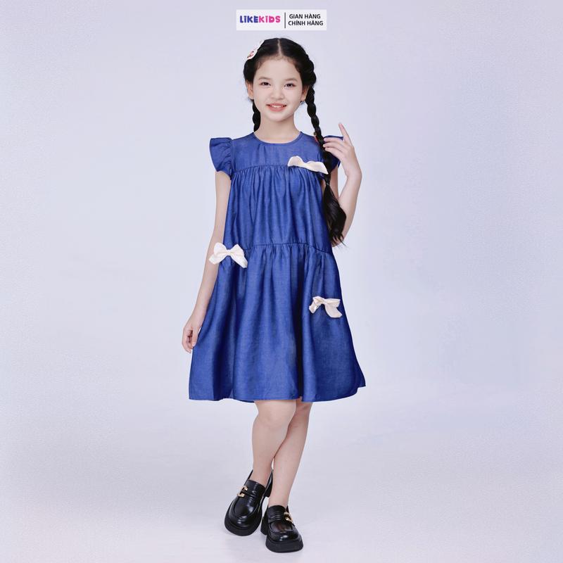 Đầm váy hè bandet cho bé gái họa tiết NƠ LikeKids MH2 L91 2