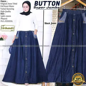 Mybigoutfit-Rok Jeans wanita super jumbo // Rok jeans jumbo variasi kancing