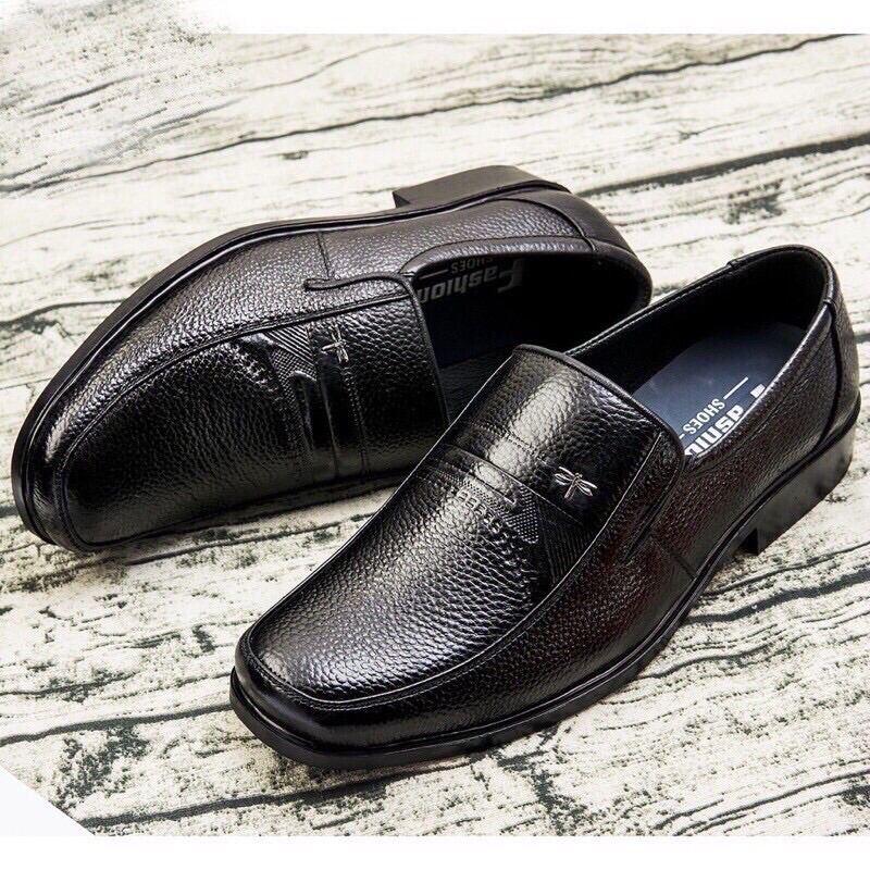 Giày Tây nam kiểu dáng trung niên, đế khâu chắc chắn cao 3cm 0