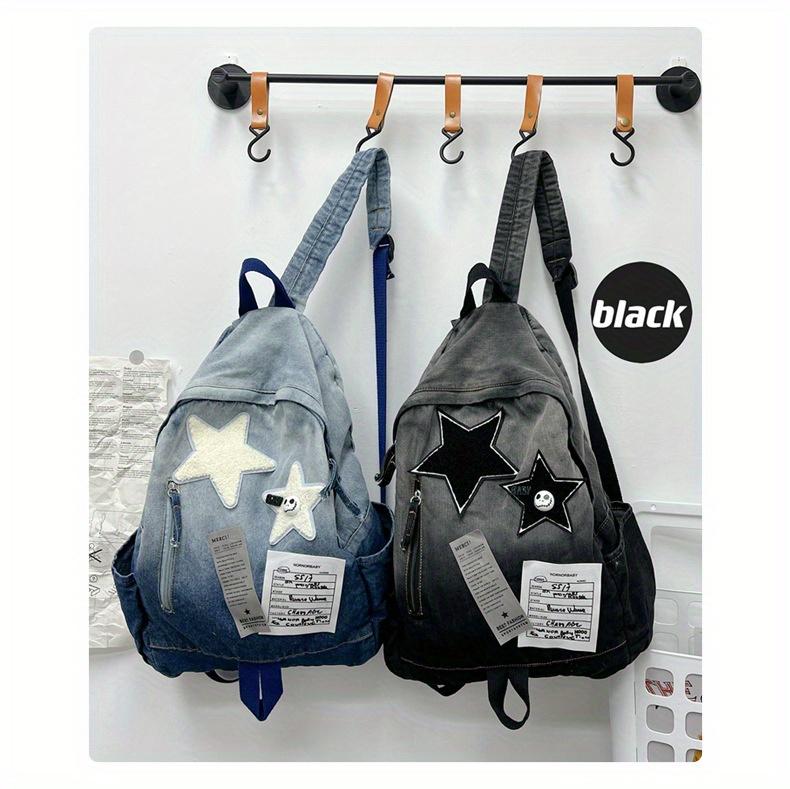Product Introduction of Vintage Style Tie-Dye Denim Backpack, Large Capacity with Adjustable Straps - Fashion Backpack for School and Commuting 27