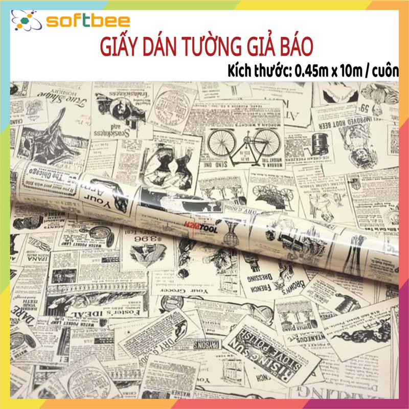 Giấy dán tường giả báo chất liệu decal chống nước dán trang trí quán xá decor nhà đẹp kích thước 0.45m x 10m cuộn nhiều màu sắc - Decor Phòng