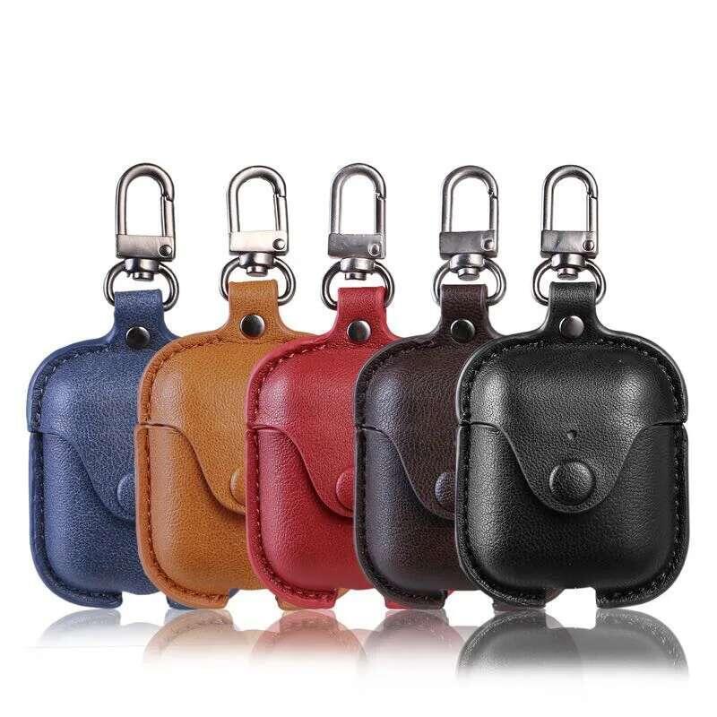 Product Introduction of PU Leather Bluetooth Earphone Case Protective Cover for  1 2 3 Cases Charging Box with Hooks 0