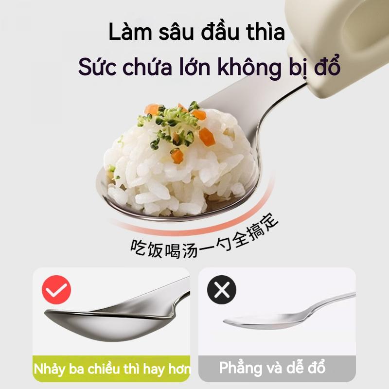 Thìa Cho Em Bé Cho Em Bé Tập Ăn, Dụng Cụ Tập Ăn Đặc Biệt, Làm Bằng Thép Không Gỉ, Thích Hợp Cho Trẻ Em, Thìa Cho Ăn Nĩa, Bộ Đồ Ăn Cho Em Bé 3