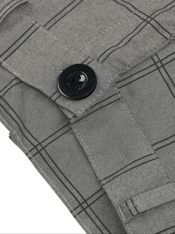 Men's Plaid Print Button Fly Slim Pants, Business Casual Pocket Design Trousers For All Seasons, Men's Bottoms For Work Office Daily Wear 9