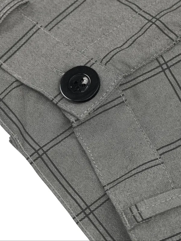 Men's Plaid Print Button Fly Slim Pants, Business Classic Casual Pocket Design Trousers For All Seasons, Men's Bottoms For Work Office Daily Wear, Menswear 8