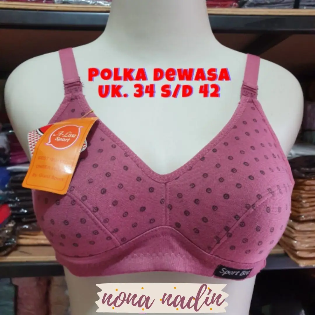 Paket isi 1 pcs / 3pcs Sport Bra Dewasa BH Polkadot tanpa busa & tanpa kawat