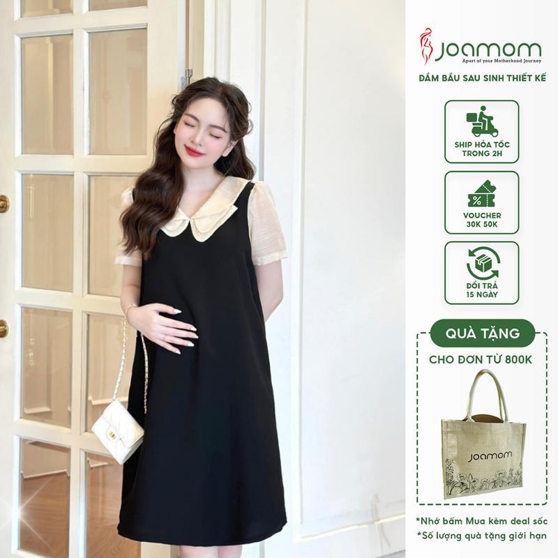 Váy đầm bầu thiết kế Joamom công sở dáng suông có túi chất mềm mát Vb1000