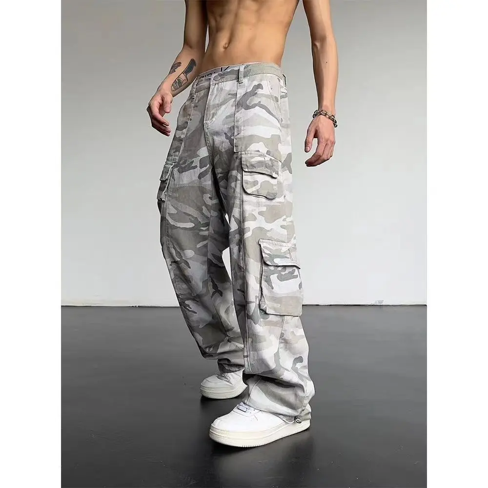 Quần Túi Hộp, Thiết Kế Rằn Ri, Dành Cho Nam Giới, Cạp Cao, Phong Cách Thường Ngày Phong Cách Hiphop, Thẳng Và Bó Sát, Kiểu Xếp Nếp, Quần Đường Phố Cao Cấp, Phong Cách Đường Phố Mỹ, Hàng Mới Về