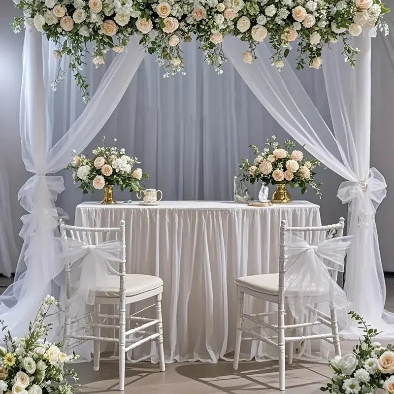 Solid Color Chiffon Curtain, 1 Count Transparent Chiffon Background Screen, Party & Wedding Decoration Supplies for Home Party Wedding 7