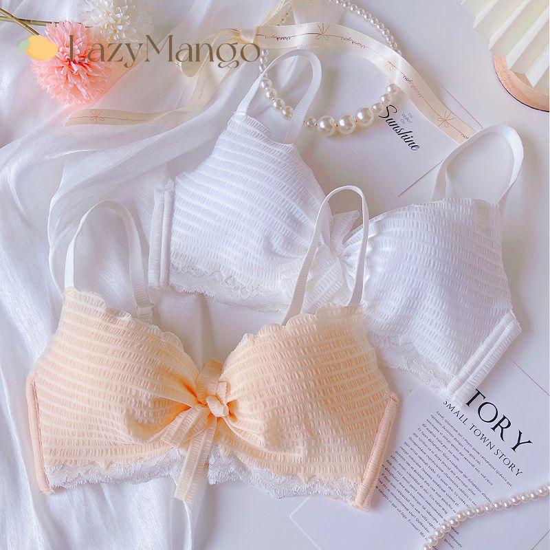 Fairy Floating Small Chest Push up Breast Holding Anti-Sag Bra Wireless Student Girl Lace Underwear Set 1