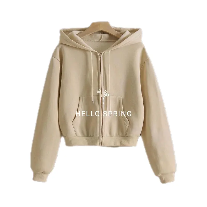 Jaket Hoodie Crop Zipper Kekinian Dengan Fleece Lembut Wanita Sweater Oversize Nyaman 3