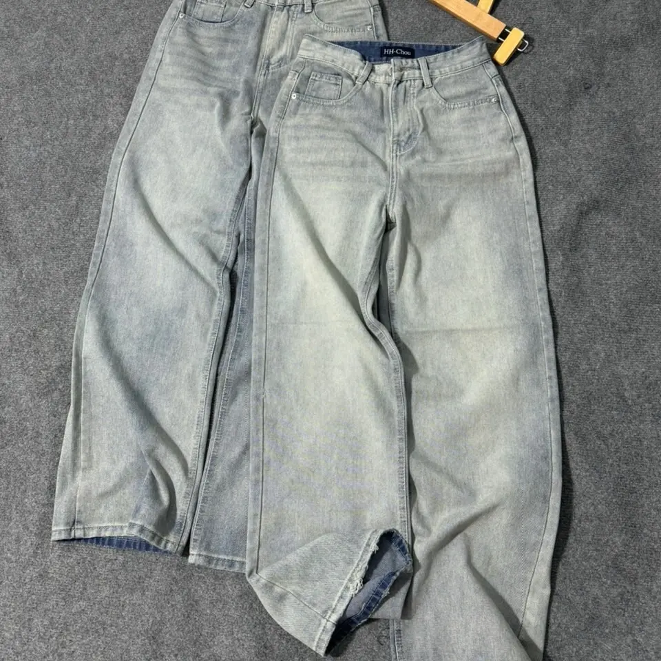 (S-2Xl) HHCHOU- Quần Jeans Suông Trơn Màu Bạc Mới Chất Jeans Vải Qc mềm H3456 Women Pants | BigBuy360 - bigbuy360.vn