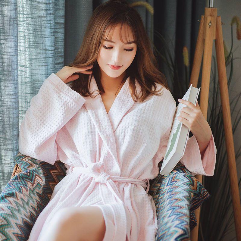 Áo choàng tắm, mỏng, rộng rãi, dành cho nam và nữ, thích hợp cho mùa Mùa Xuân và mùa thu, cỡ lớn cho khách sạn, thấm hút, áo choàng tắm, áo choàng buổi sáng mùa hè, đồ ngủ cặp đôi 3