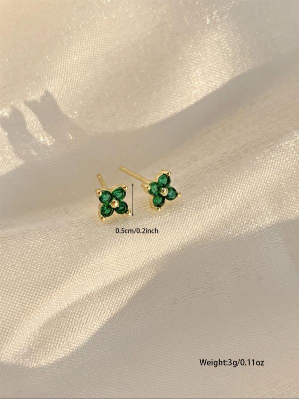 Flower Design Stud Earrings, Rhinestone Decor Stud Earrings for Women for Party, Daily Decor, Trendy All-match & Exquisite Jewelry for Birthday Gift 1