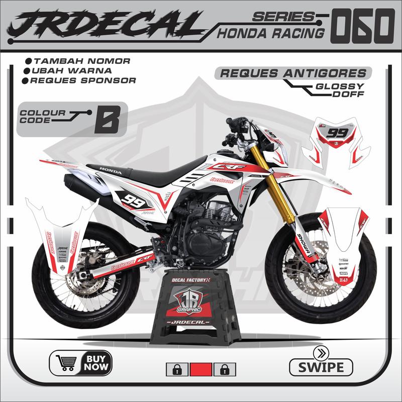 Product Introduction of DECAL HONDA CRF 150L PUTIH SUPERMOTO FULL BODY KEREN MINIMALIS SIMPLE MURAH TERBARU VIRAL- CRF GANK PUTIH 060 Motor 27