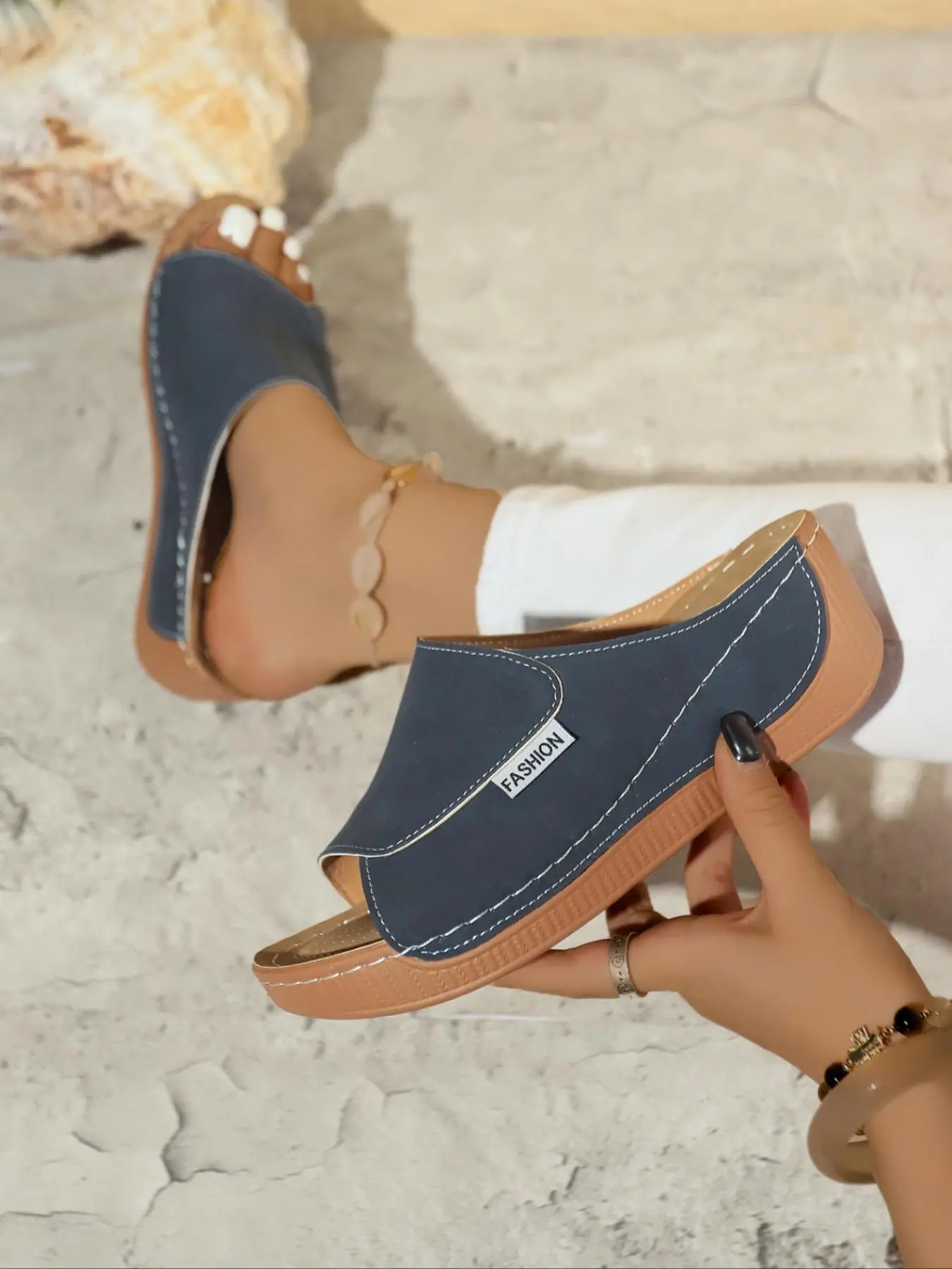 Women's Fashionable Solid Color Platform Sandals, Casual Comfortable Wedge Sandals for Summer, Lightweight Breathable Shoes for Daily Wear, Strap Heels