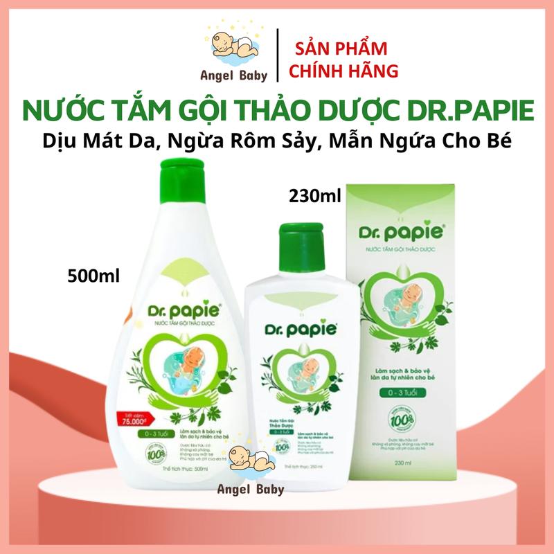 [Chính hãng] Nước tắm gội thảo dược Dr.Papie cho bé giúp dịu mát da, ngăn ngừa rôm sảy, mẫn ngứa 1
