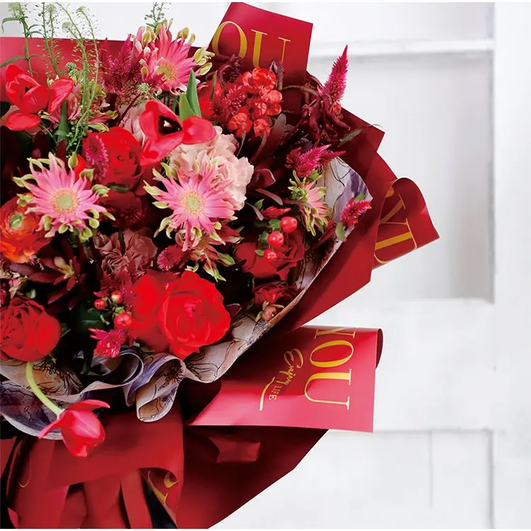 [20 LEMBAR] Kertas Buket Bunga Kertas Cellophane Edisi 'I Love You "/ Flower Wrapping 6