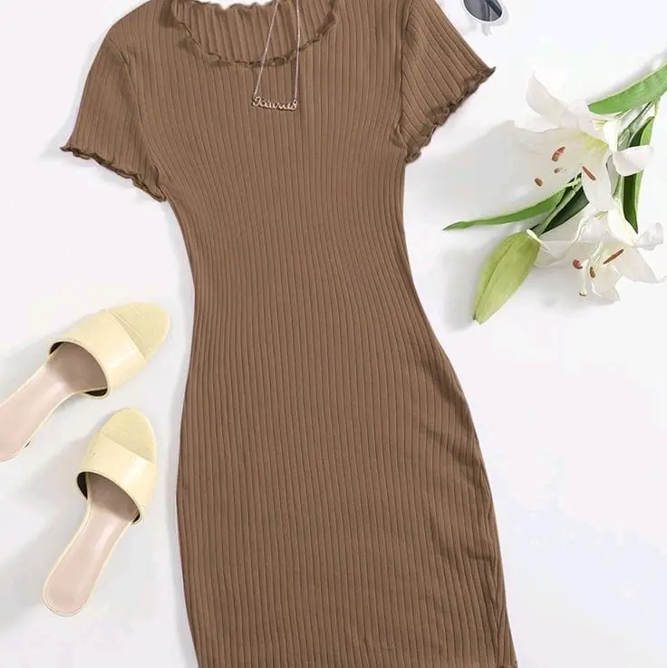 MIDI Dres Kriwil Rib Knite// baju trend // baju cantik // iimut  // simpel // Santai Casual Melar Wanita Dress Panjang Pendek Dewasa Gaun