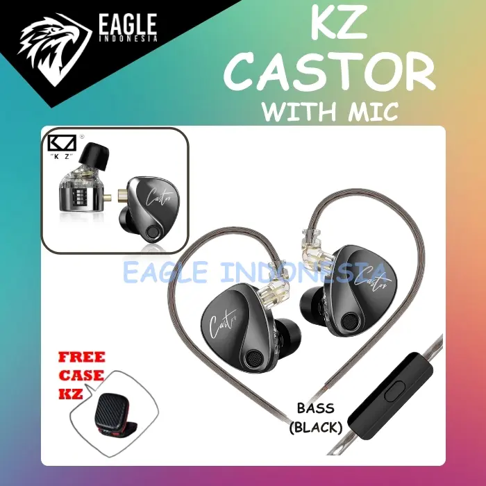 KZ CASTOR Dual Dynamic Driver Metal In Ear Earphone - with MIC 0