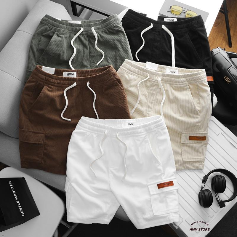 Quần short đùi nhung tăm Nam Nữ HMM cao cấp form regular năng động thoải mái Menswear Quần Lửng Trắng Thanh Lịch