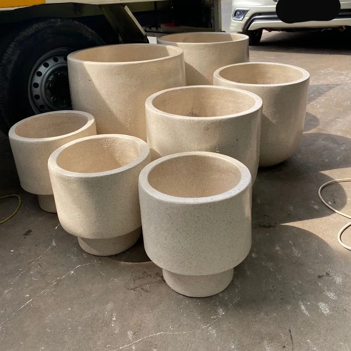 Pot terazzo double circle