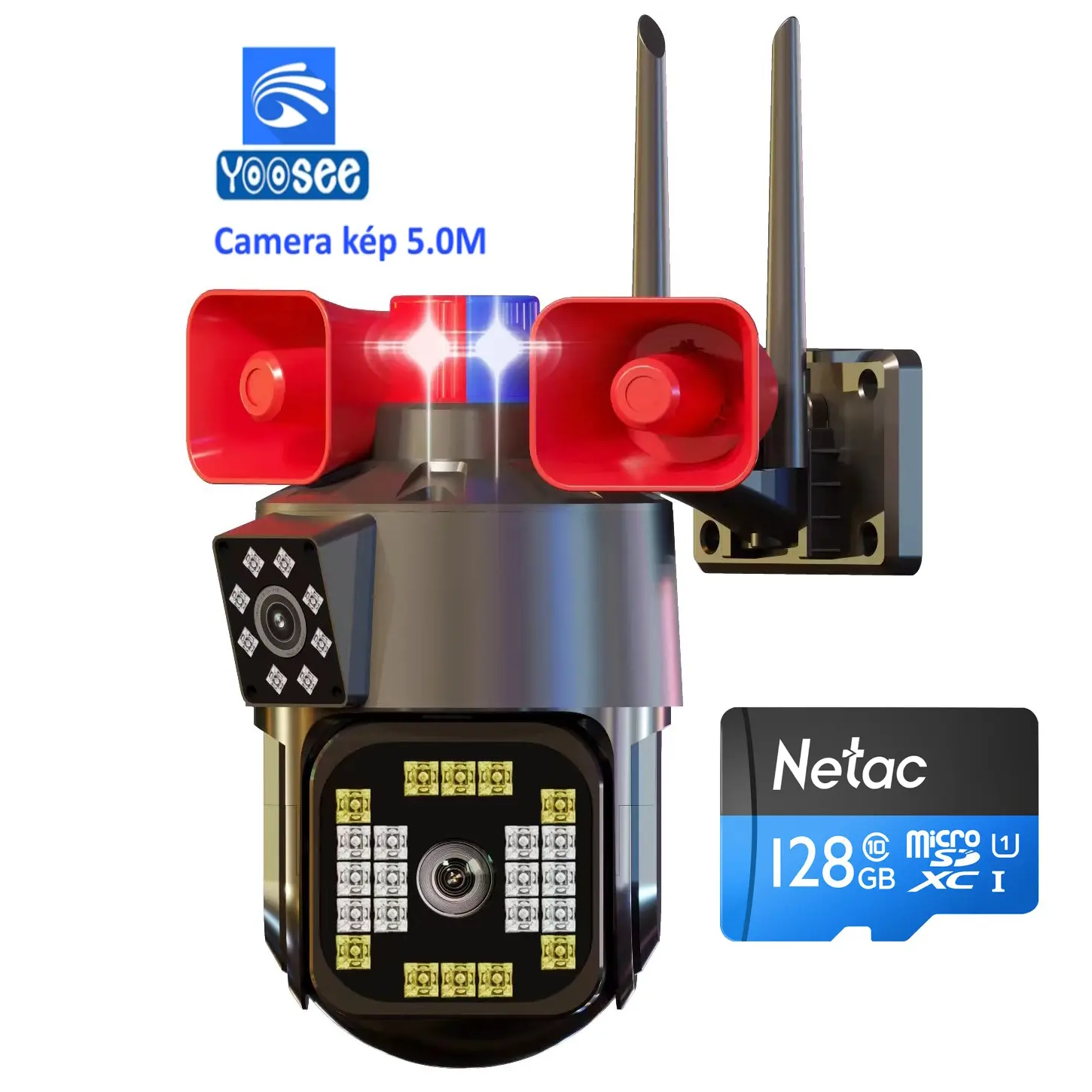 Camera IP Yoosee 2 MẮT XEM 2 MÀN HÌNH cùng lúc 5.0MPX xoay 360 độ,xem đêm có màu, camera kép ezviz  komex Đèn