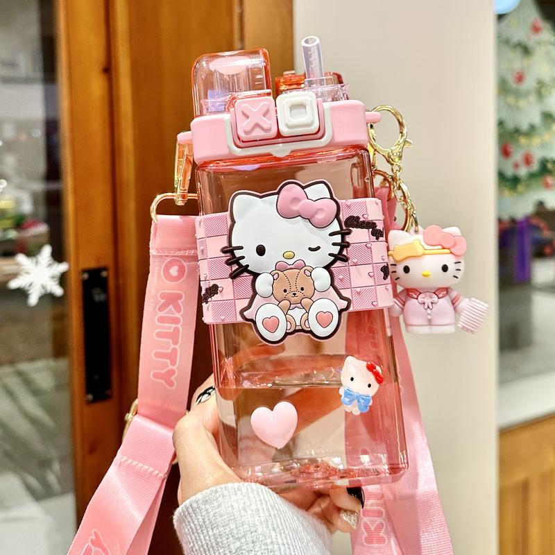 Product Introduction of Sanrio Tritan Plastic Water Cup Double Drink Kids Water Bottles Portable Tumbler  Mug With Straw  School Day Birthday Gift  Kuromi Cinnamoroll Hellokitty Reusable Bottled Drinkware Washable 22